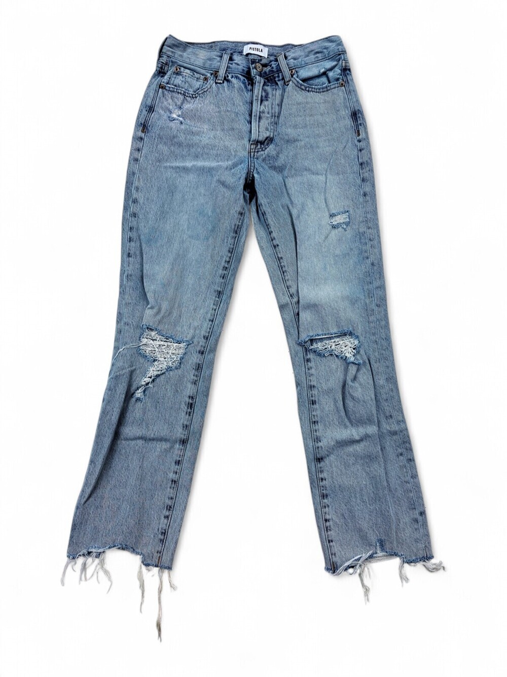 Pistola Light Wash Distressed Cropped Ankle Jeans Size 25